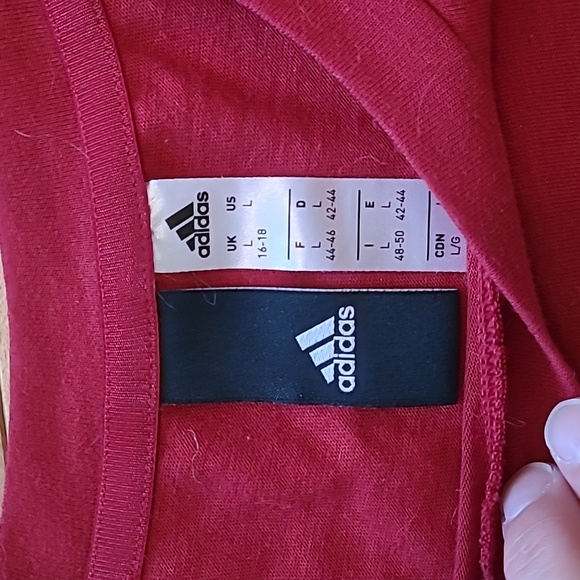 Adidas women's large red t shirt with mesh sleeves - Picture 2 of 6